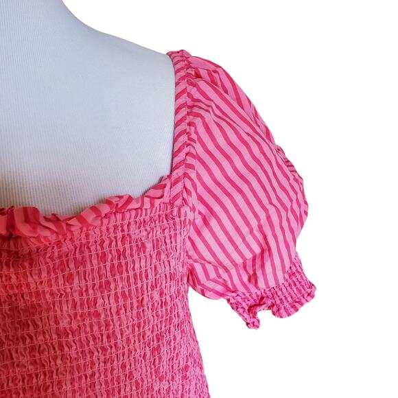 Draper James Pink Stripe Cam Smocked Dress Cotton Women’s Plus Size 1X - Picture 4 of 14